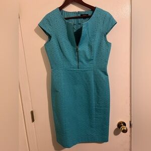 EUC Tahari Arthur S Levine cap-sleeve sheath dress | Turquoise | Size 8